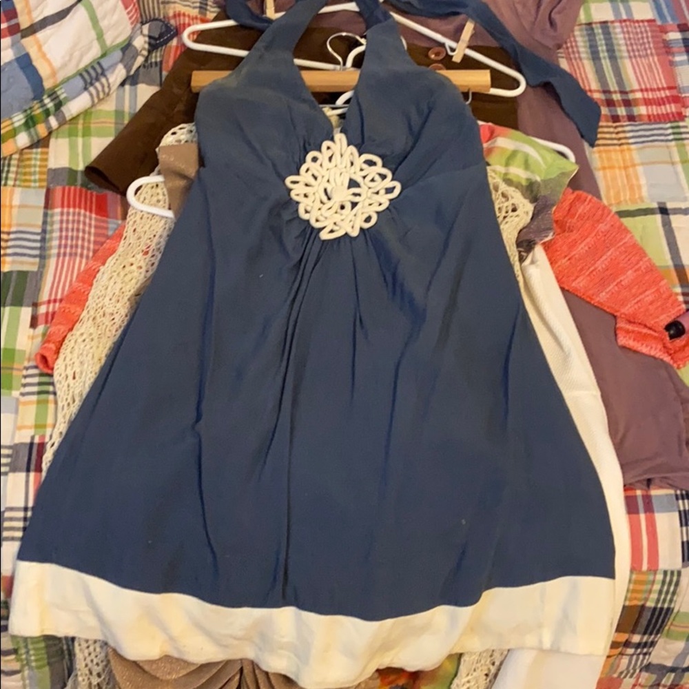 Blue and cream dress